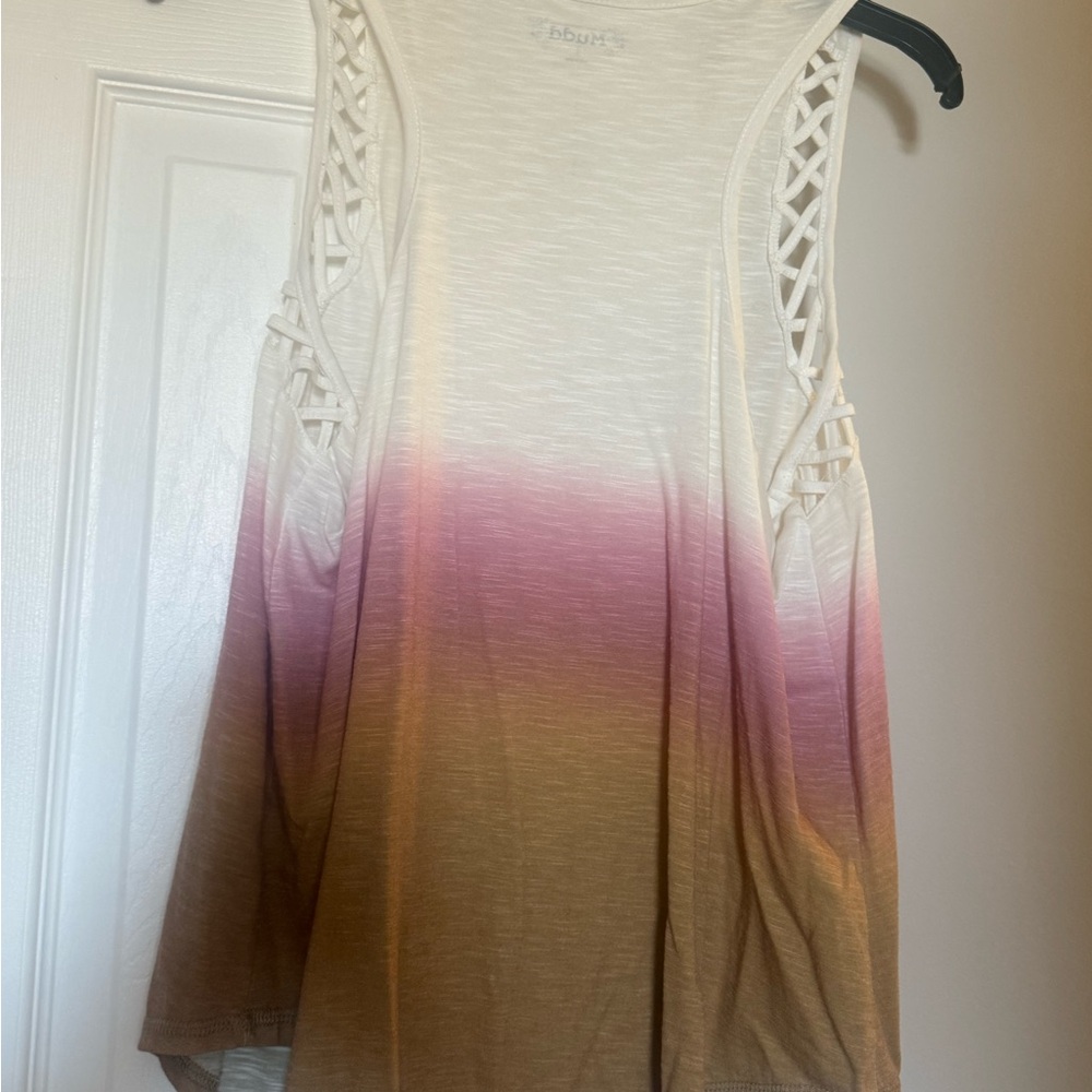 Mudd Women's Ombre Tank Top - White, Pink, and Brown - Picture 4 of 4